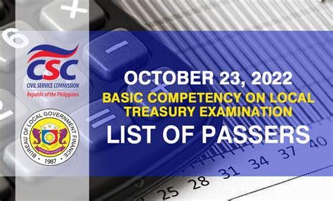 BCLTE PASSERS: October 2022 Basic Competency on Local Treasury Exam .